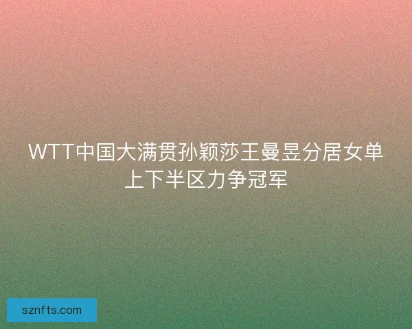 WTT中国大满贯孙颖莎王曼昱分居女单上下半区力争冠军