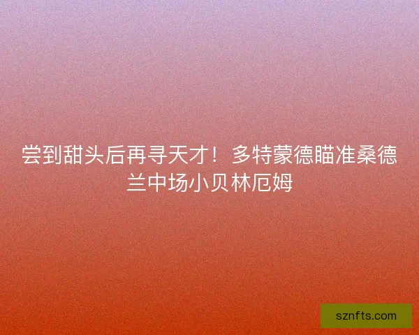 尝到甜头后再寻天才！多特蒙德瞄准桑德兰中场小贝林厄姆
