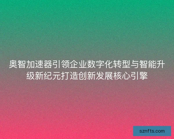 奥智加速器引领企业数字化转型与智能升级新纪元打造创新发展核心引擎 奥智加速器引领企业数字化转型与智能升级新纪元打造创新发展核心引擎