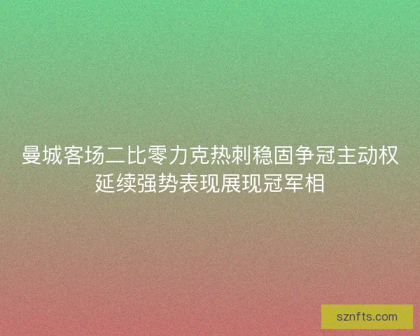 曼城客场二比零力克热刺稳固争冠主动权延续强势表现展现冠军相 曼城客场二比零力克热刺稳固争冠主动权延续强势表现展现冠军相